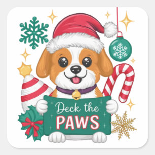 Pegatina Cuadrada Deck The Paws