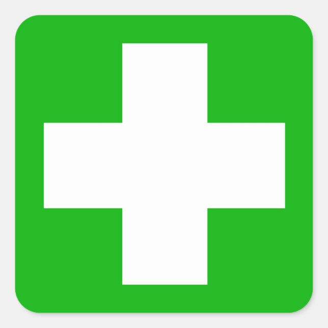 Pegatina Cuadrada Declación verde de primeros auxilios (Anverso)