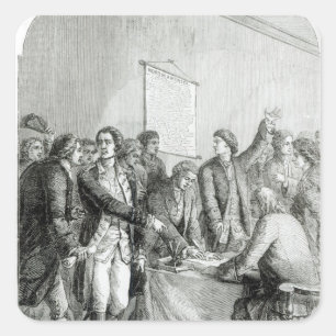 Pegatina Cuadrada Declaración de Independencia de los Estados Unidos
