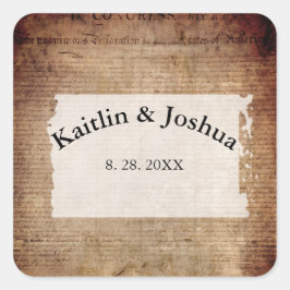 Pegatina Cuadrada Declaración de Independencia 📜 Histórica 1776