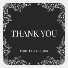 Pegatina Cuadrada Deco moderno| Elegante Boda blanco y negro