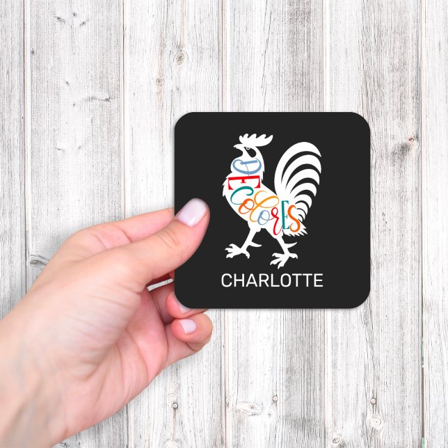 Pegatina Cuadrada DeColores Cursillo Rooster Silhouette Blanca (Subido por el creador)