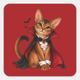 Pegatina Cuadrada Decor Cute Abyssinian Cat Vampire Dracula