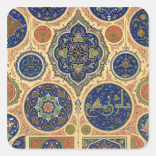 Pegatina Cuadrada Decoración árabe, placa XXVII de "Policromo O