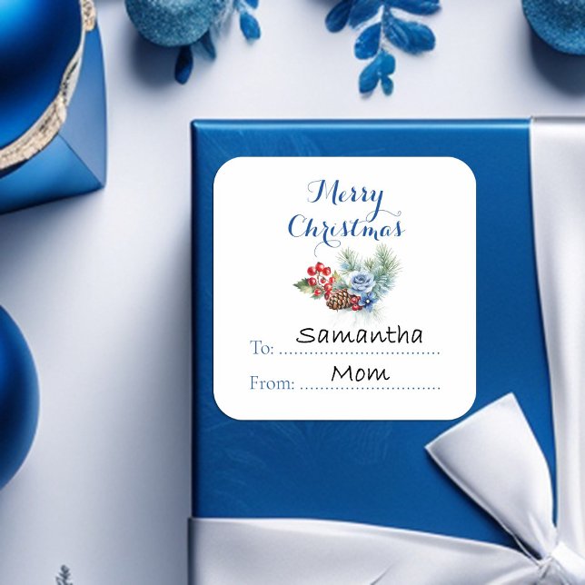 Pegatina Cuadrada Decoración clásica de Navidades blancos (Subido por el creador)