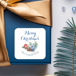 Pegatina Cuadrada Decoración clásica de Navidades blancos