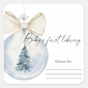 Pegatina Cuadrada Decoración de árbol de Navidad - Ex libris para fi