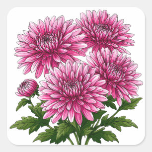 Pegatina Cuadrada 🌸 Decoración de flor rosa para laptop