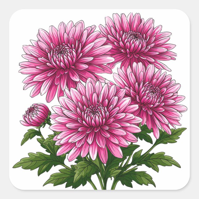 Pegatina Cuadrada 🌸 Decoración de flor rosa para laptop (Anverso)