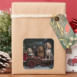 Pegatina Cuadrada Decoración de Navidades de Cocker Spaniel Snowy Sl