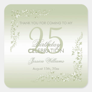 Pegatina Cuadrada Decoración de pasillo 25 cumpleaños