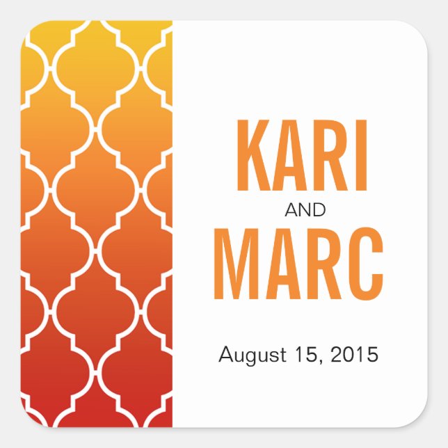 Pegatina Cuadrada Decoración del Favor Geométrico de Ombre Quatrefoi (Anverso)