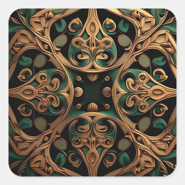Pegatina Cuadrada Decoración del patrón de arcilla ornamental de bro (Anverso)