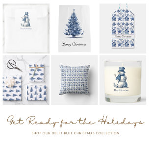 Pegatina Cuadrada Decoración navidad en el personalizable Azul Delft