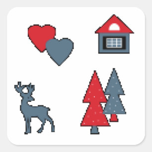 Pegatina Cuadrada Decoración navideña , regalo , decoración , grecia