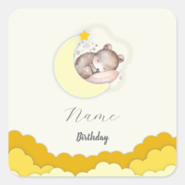 Pegatina Cuadrada Decoraciones de fiestas de cumpleaños de nubes peq