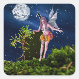 Pegatina Cuadrada Decorando el árbol