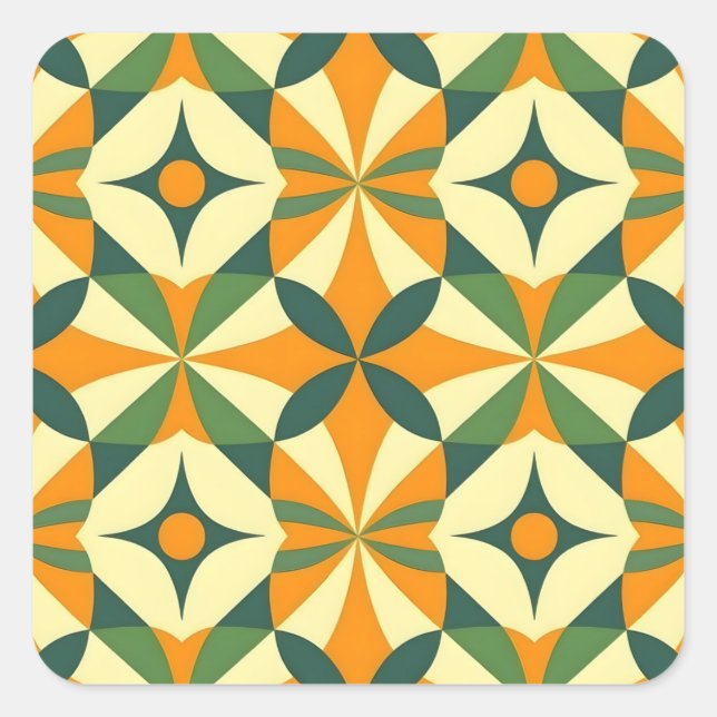 Pegatina Cuadrada Decorative retro seamless pattern (Anverso)
