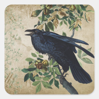 Pegatina Cuadrada Decoupage victoriana vintage de Raven - Reino Góti