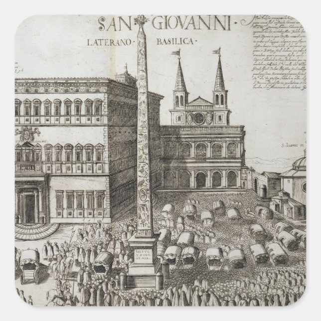 Pegatina Cuadrada Dedicación del Obelisco frente a la Basílica (Anverso)