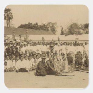 Pegatina Cuadrada Dedicaciones en la pagoda de Arakan, Mandalay,
