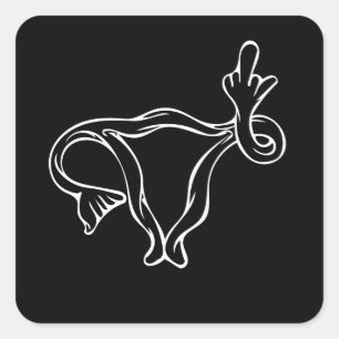 Pegatina Cuadrada Dedo medio Uterus Pro-elección