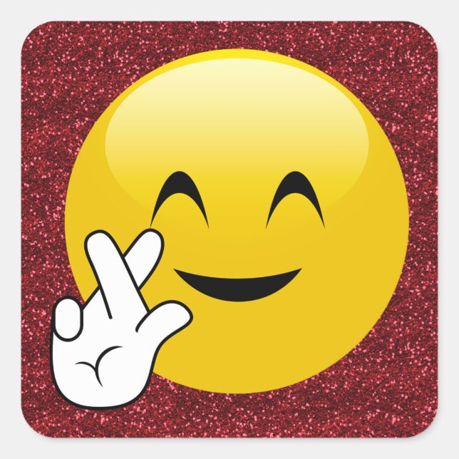 Pegatina Cuadrada Dedos cruzados por Pegatinas Purpurinas rojos (Anverso)