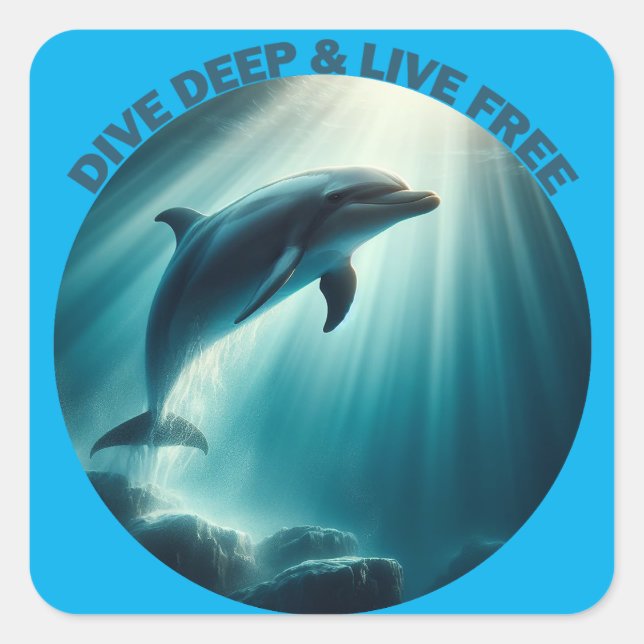 Pegatina Cuadrada Deep Live Free Dolphin (Anverso)