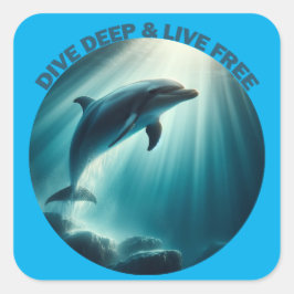 Pegatina Cuadrada Deep Live Free Dolphin