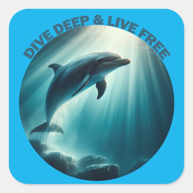 Pegatina Cuadrada Deep Live Free Dolphin (Anverso)