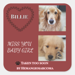 Pegatina Cuadrada Deep Red Hemangiosarcoma Tribute Square Sticker