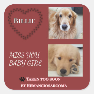 Pegatina Cuadrada Deep Red Hemangiosarcoma Tribute Square Sticker