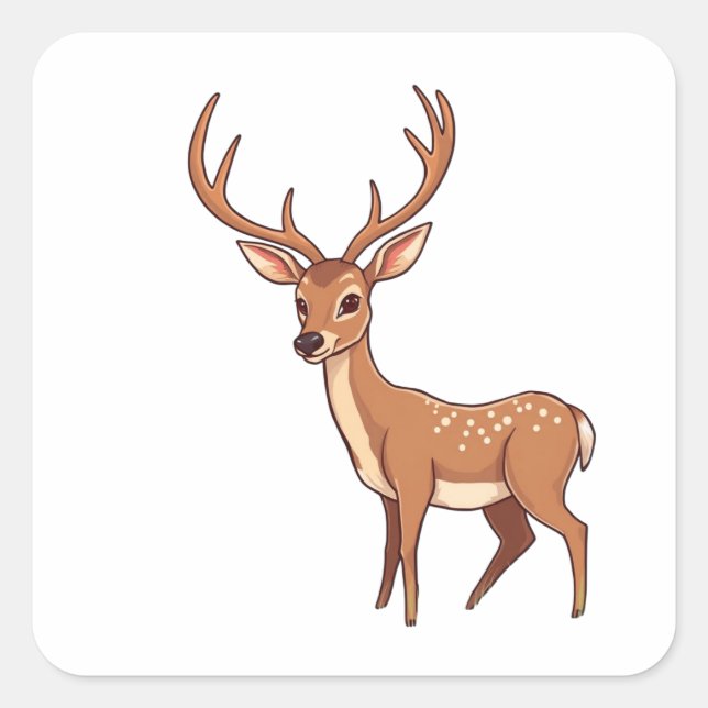Pegatina Cuadrada Deer (Anverso)