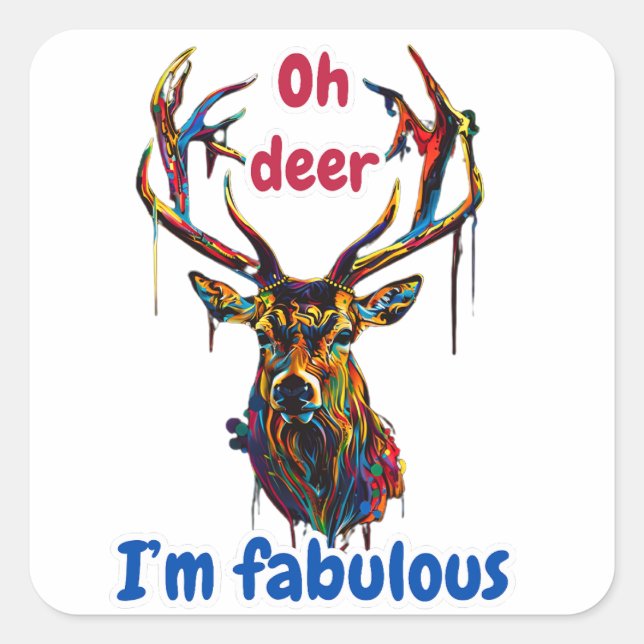 Pegatina Cuadrada Deer (Anverso)