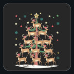 Pegatina Cuadrada Deer Christmas Tree Funny Holiday Cute Reindee<br><div class="desc">Deer Christmas Tree Funny Holiday Cute Reindee</div>
