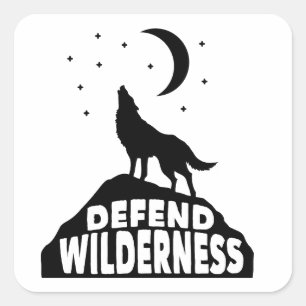 Pegatina Cuadrada Defender Wilderness Wolf Moon