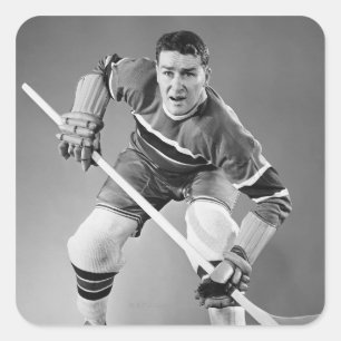 Pegatina Cuadrada Defensor de hockey