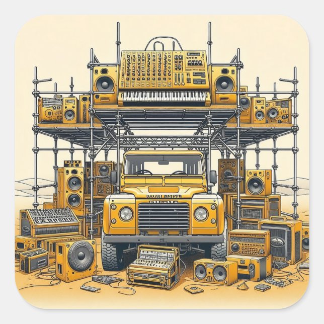 Pegatina Cuadrada Defensor del desierto (Anverso)