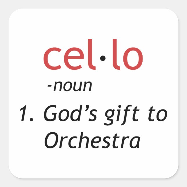 Pegatina Cuadrada Definición de Cello (Anverso)