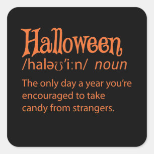 Pegatina Cuadrada Definición de diccionario divertida de Halloween
