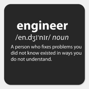 Pegatina Cuadrada Definición de diccionario divertida de ingeniero