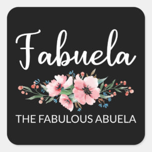 Pegatina Cuadrada Definición de Fabuela I - Abuela Fabulosa Floral