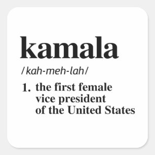 Pegatina Cuadrada Definición de Kamala: Primera Vicepresidenta