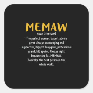 Pegatina Cuadrada Definición de memaw de arte madre