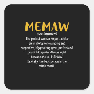 Pegatina Cuadrada Definición de memaw de arte madre