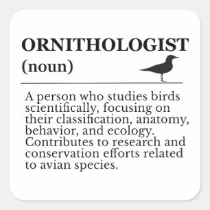 Pegatina Cuadrada Definición de ornitólogo - Vogelkunde (Observación