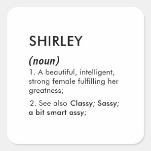Pegatina Cuadrada Definición del nombre Shirley editable, nombre per