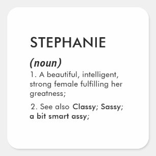 Pegatina Cuadrada Definición del nombre Stephanie editable, nombre p