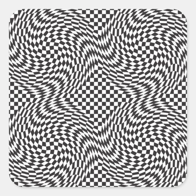 Pegatina Cuadrada Deformación del tablero de damas (Anverso)