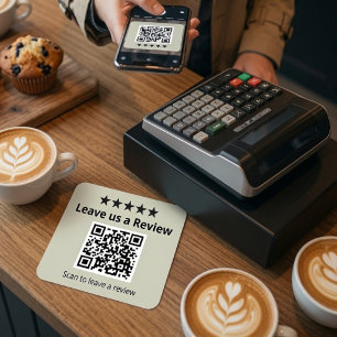 Pegatina Cuadrada Deja una reseña Código QR Sticker   Personalizado 